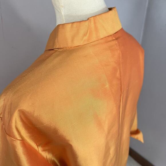 Vintage Silk Orange Womens Long Evening Jacket Large Dressy Lightweight Taffeta - Picture 11 of 15